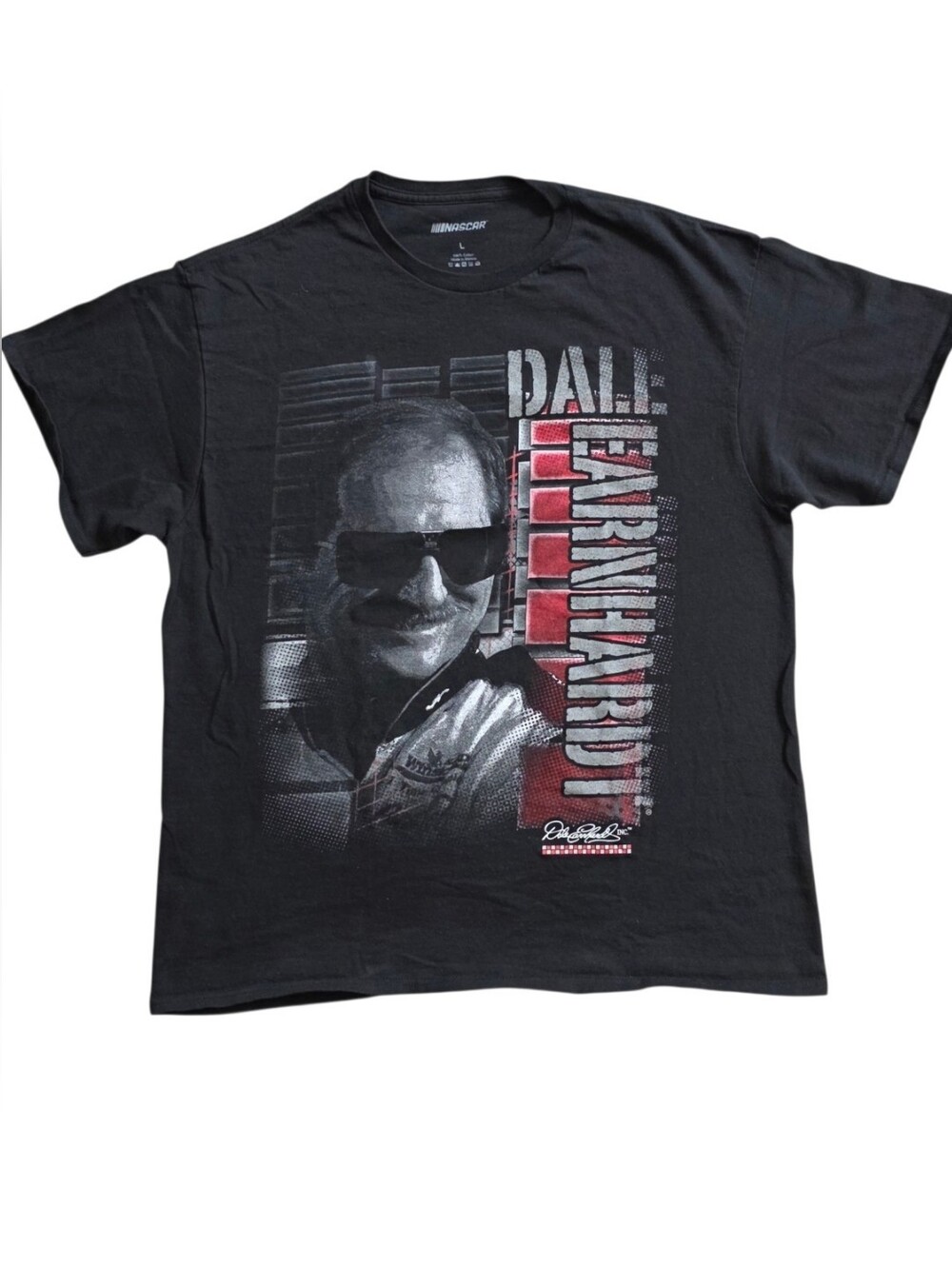 Dale Earnhardt Large NASCAR Black Tee Shirt Double Sided Commemorative